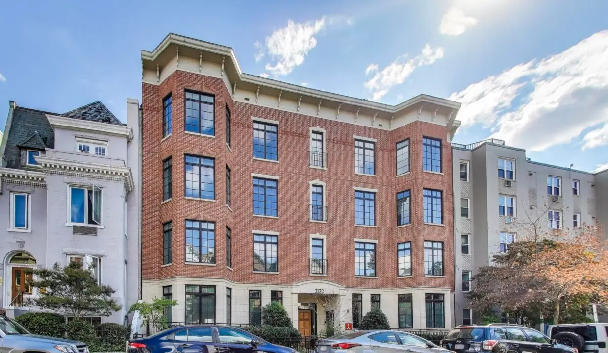 The Pacifica Condominium building exterior at 2122 N St NW, Washington, DC 20037. By Wardman Residential