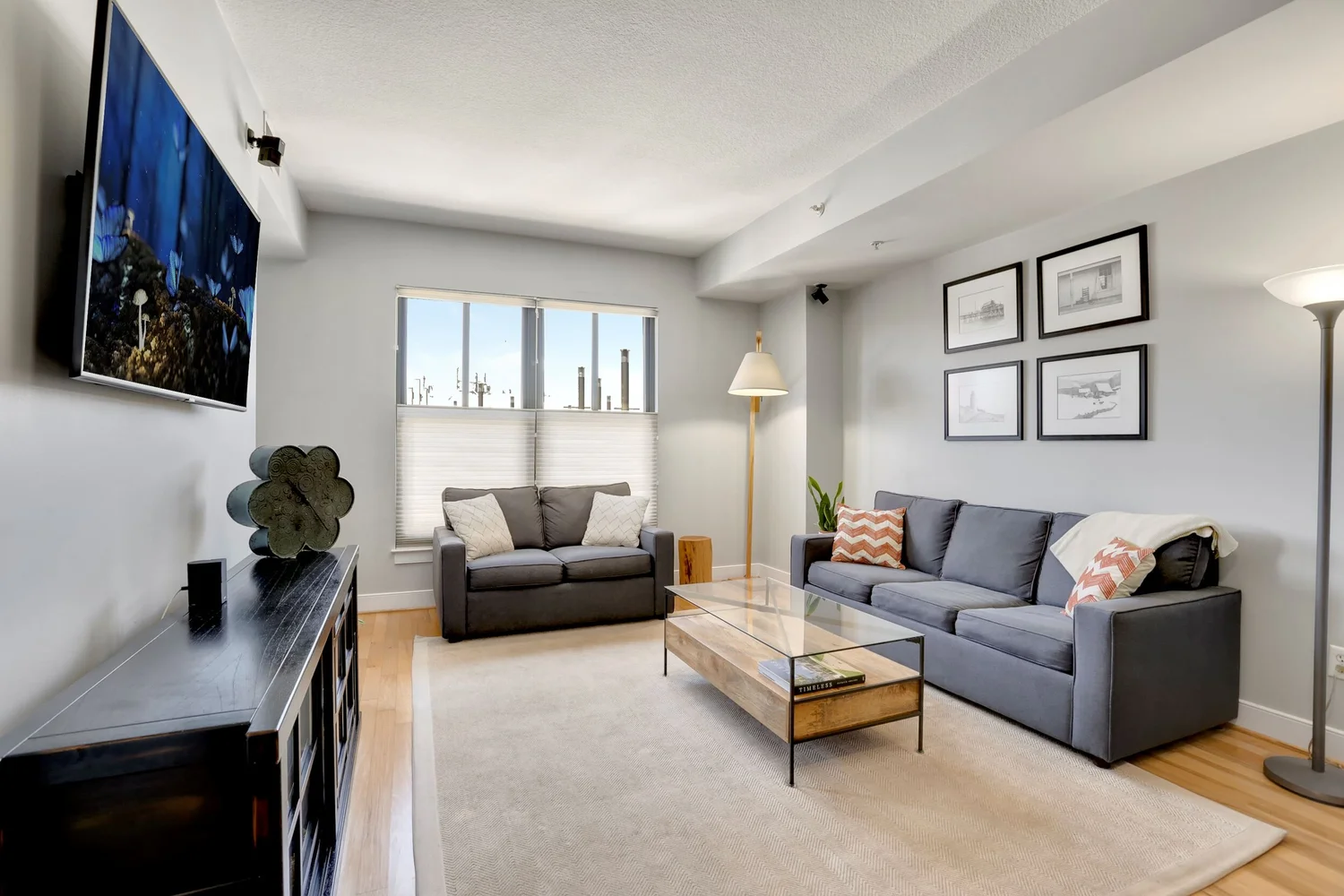 Living area in unit 1006 at the Whitman Condominium